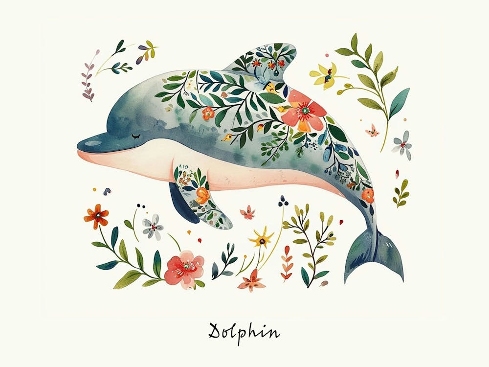 Kleiner Floral-Delfin 2 Poster