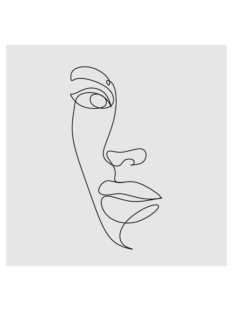 Face Line Art Drawing