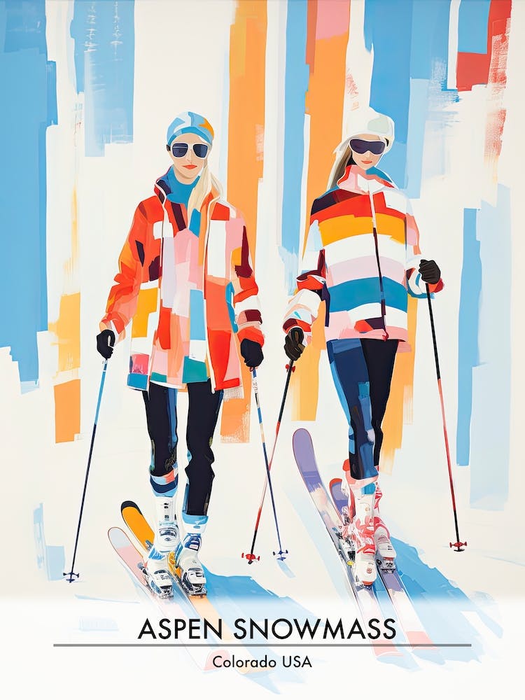 Aspen Snowmass   Colorado Usa, Ski Resort Poster Illustration 0