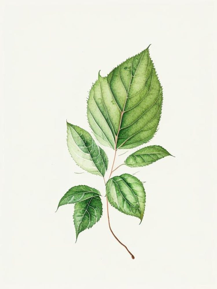 Bergamot Leaf Minimalist Watercolour 1