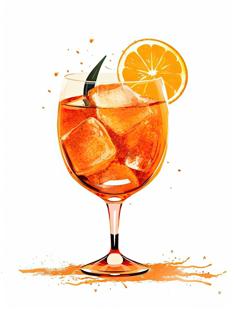 Watercolour Aperol Spritz Floral Infusion Cocktail 6