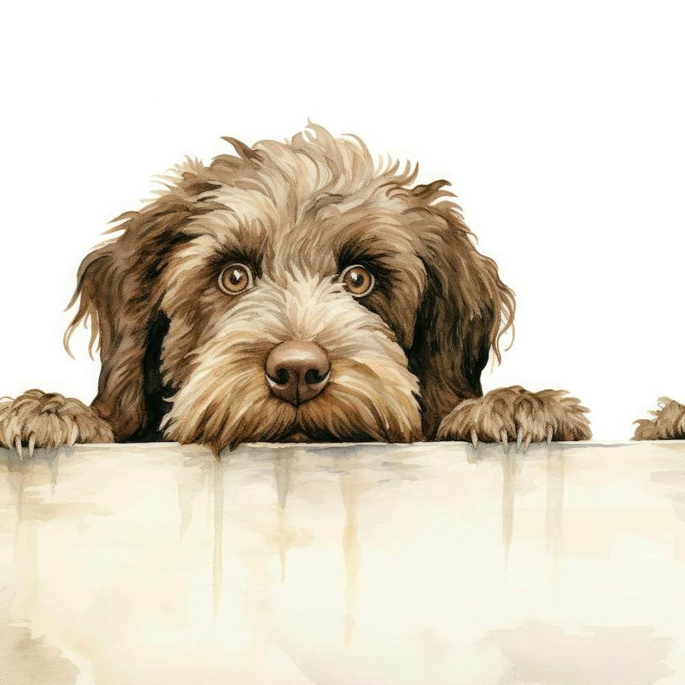 Two Dogs Looking Over A Wall