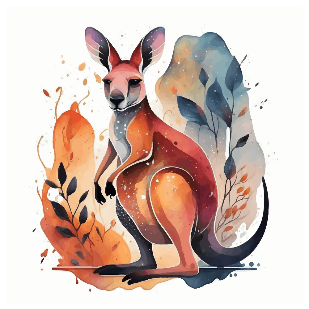 Kangaroo Dreamy Watercolor