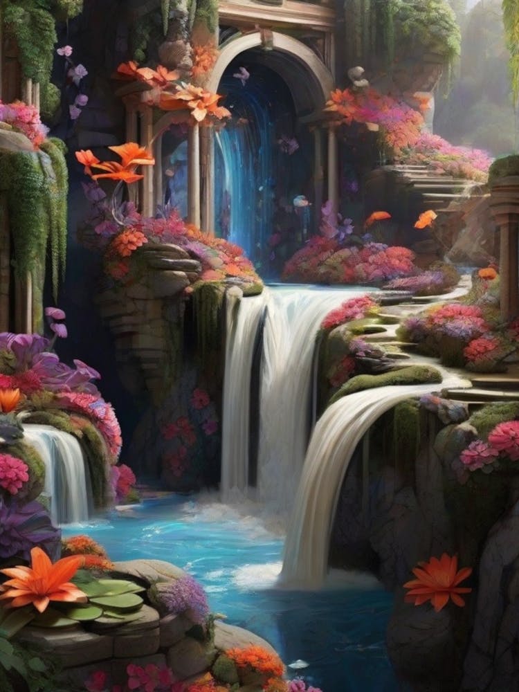 Waterfall In The Garden