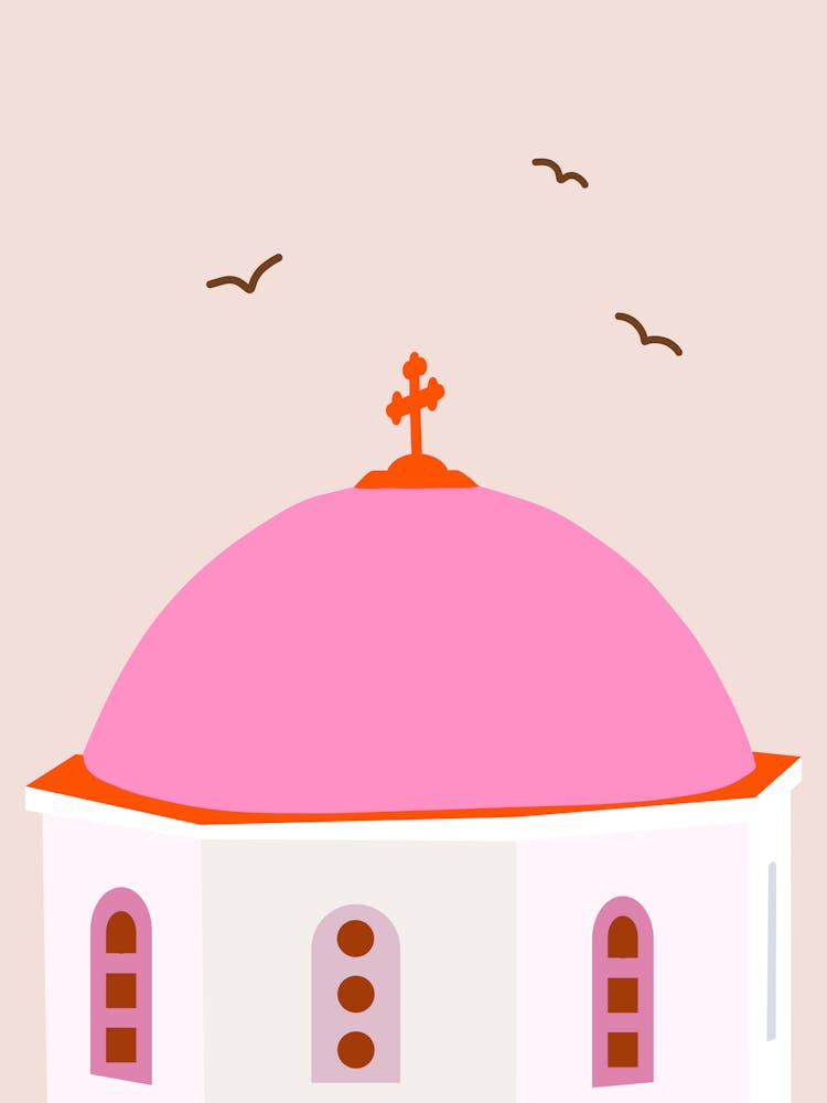 Santorini Grèce Rose et Orange