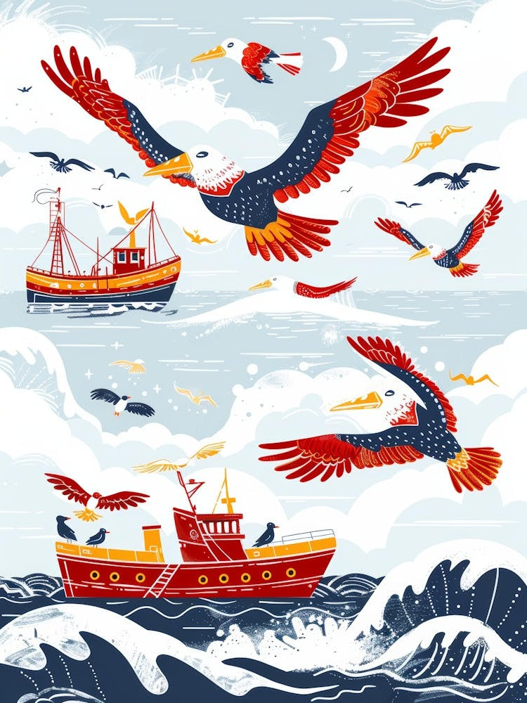 Eagles Flying Over The Sea