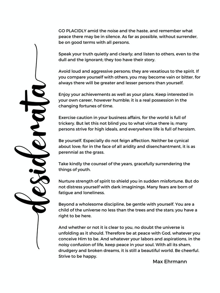 Desiderata Poem By Max Ehrmann