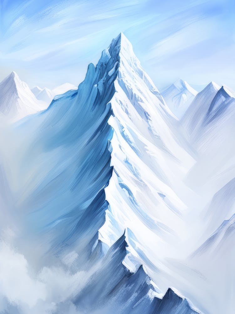 Razor Sharp Mountain Peak Oils Style White And Blue Dangerous