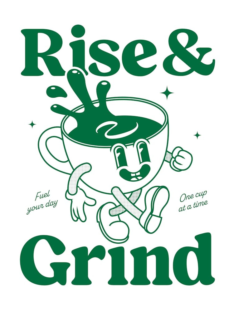 Rise And Grind Vintage Retro Cartoon Coffee