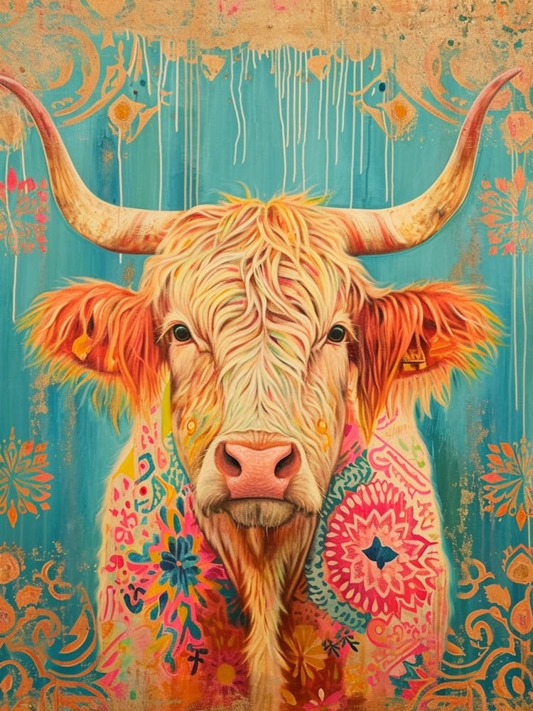 Kitsch Colourful Hairy Cow 1