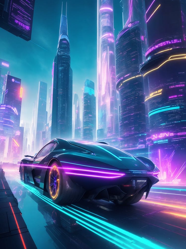 Futuristic Car In The City