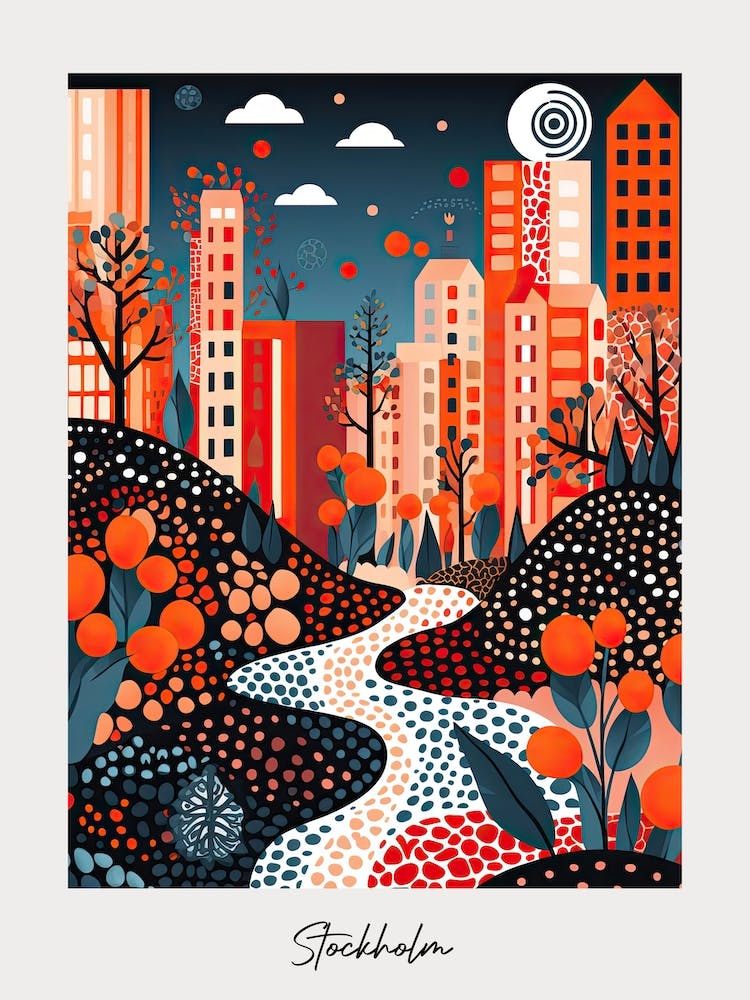Poster von Stockholm, Illustration im Pop-Art-Stil 4