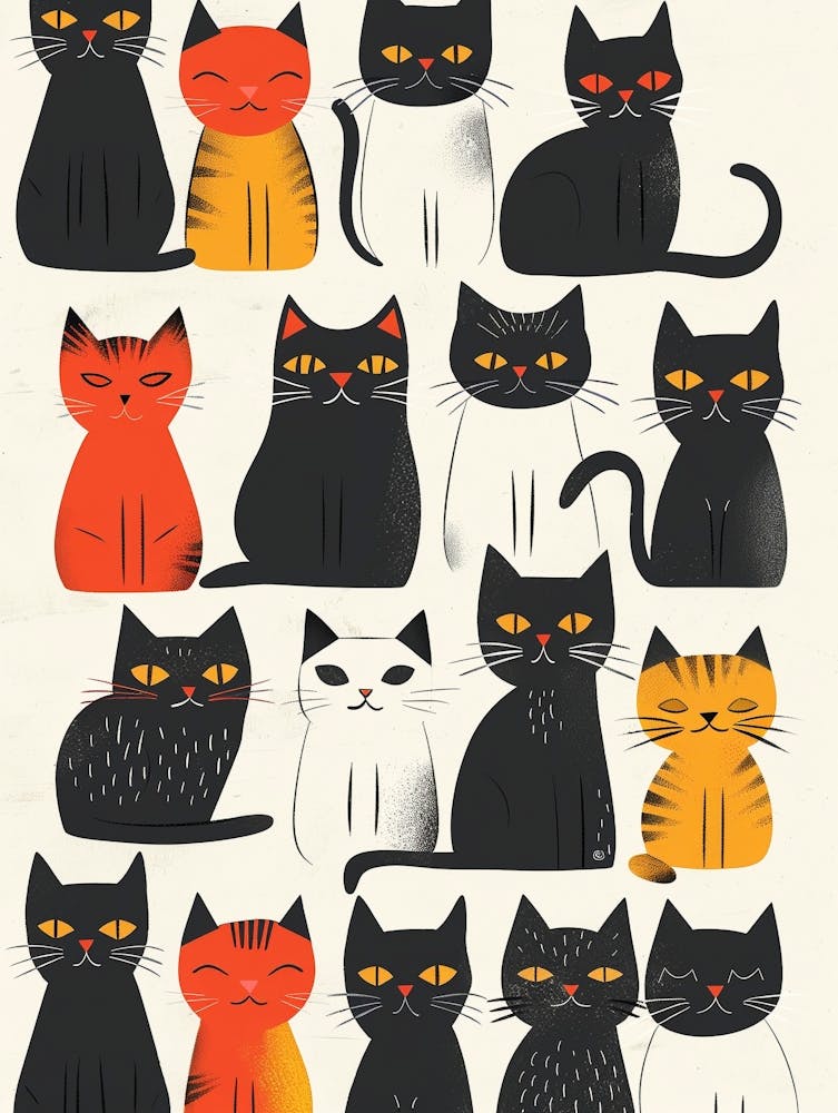 Repeatable Artwork With Cute Cat Faces 8