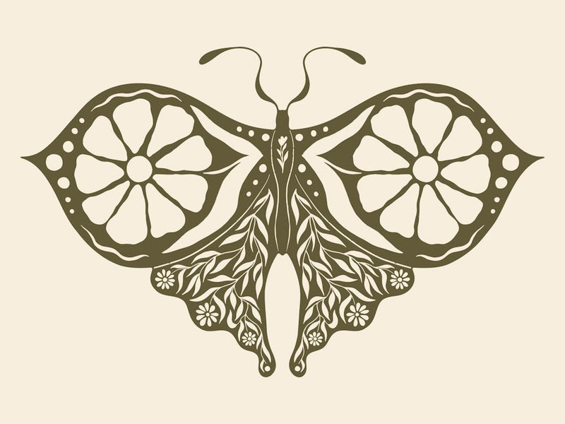 Folk Art Moth 05 - Woodland Green