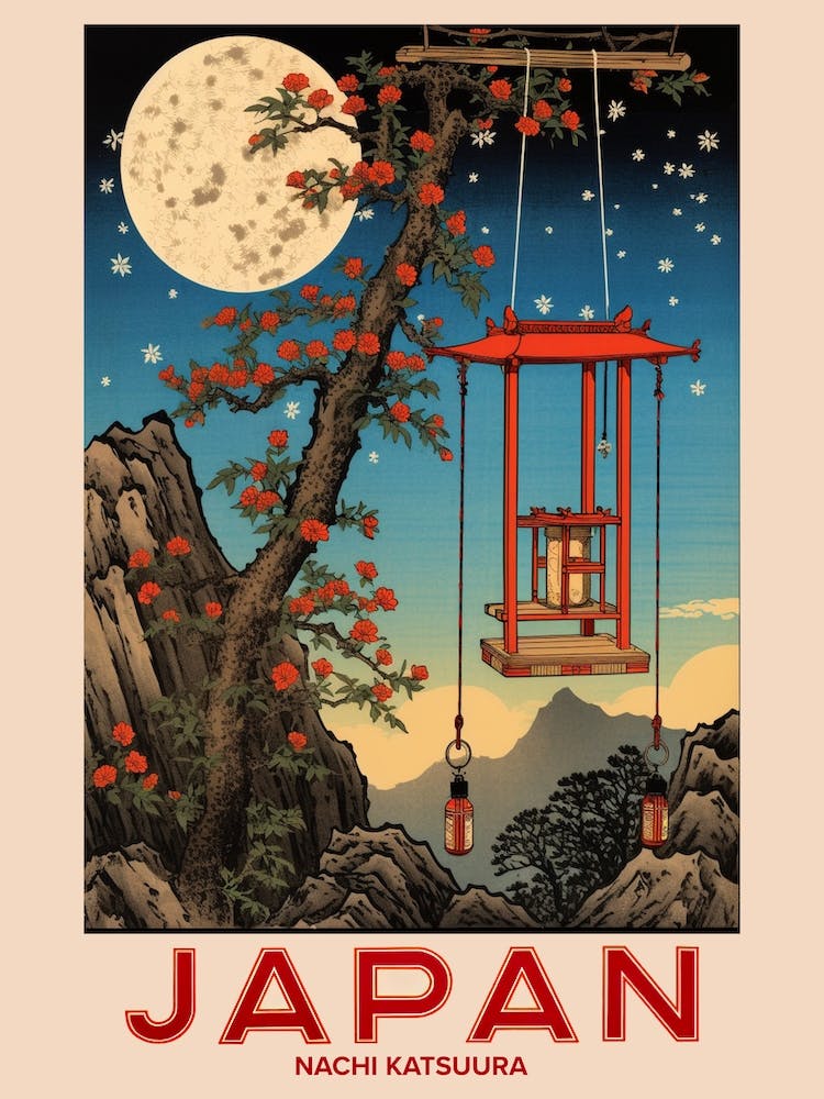 Nachi Katsuura, Besuche Japan Vintage Reisekunst 3