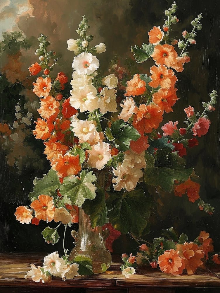 Baroque Floral Still Life Hollyhock 4