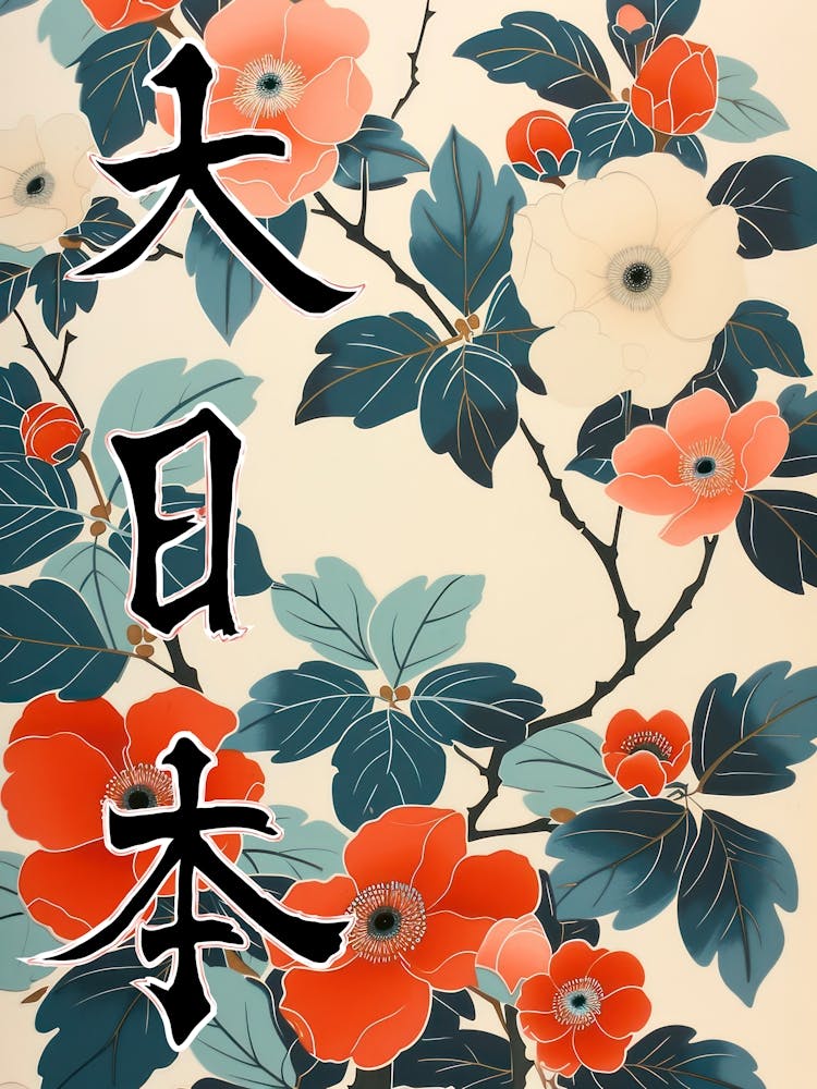 Hokusai Great Japan Poster Japanese Floral  33