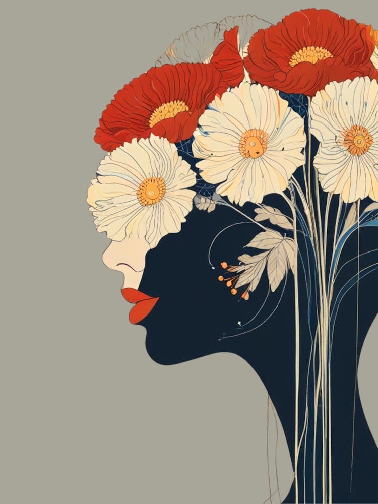 Portrait Of A Woman With Flowers