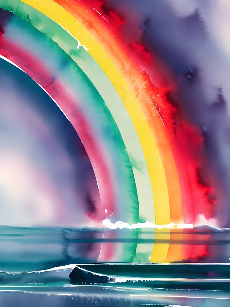 Rainbow Over The Ocean