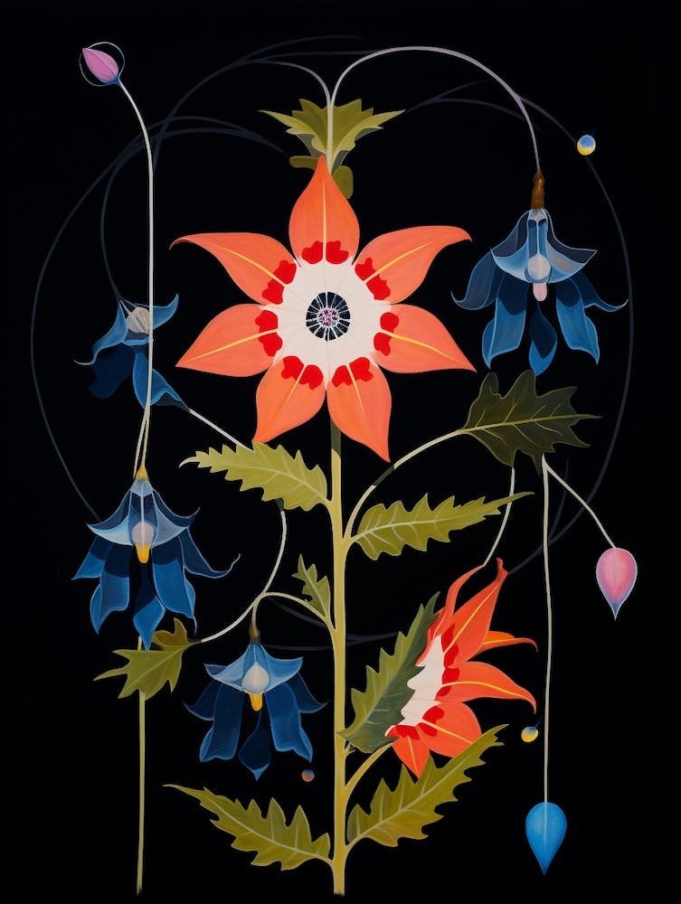 Larkspur 3 Hilma Af Klint Inspired Flower Illustration