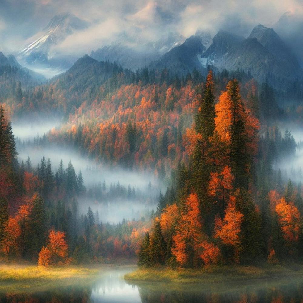 Paysage de Montagne Brumeux