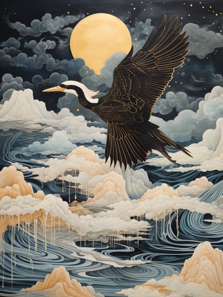 Cormorant 1 Gold Detail Painting