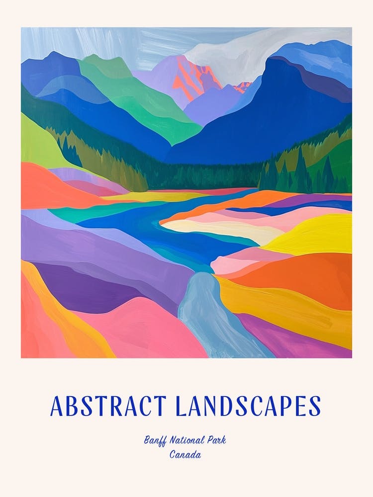 Colourful Abstract Banff National Park Canada 5 Poster Blue