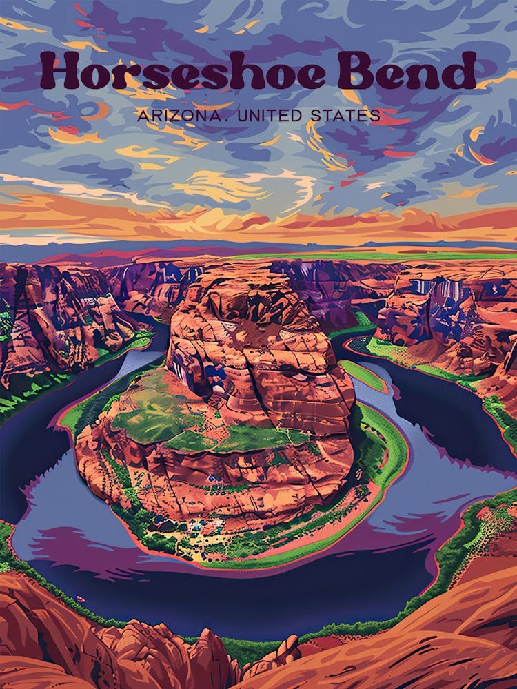 Horseshoe Bend Arizona Grand Canyon Digital Travel Art