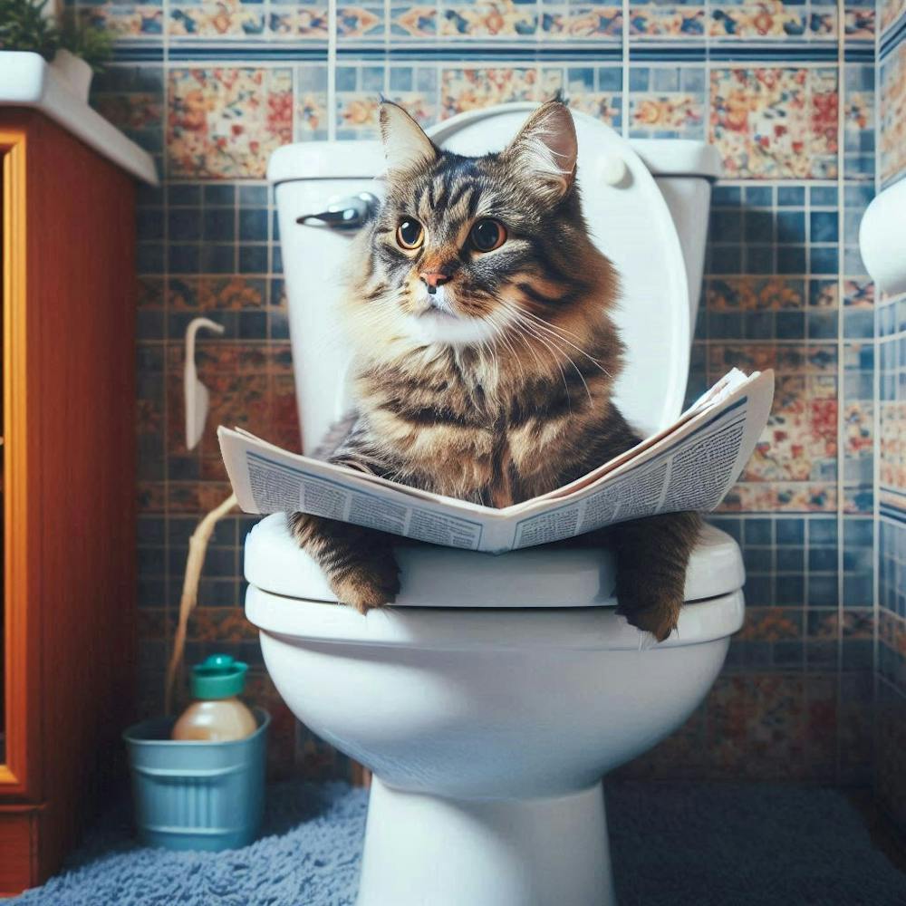 Cat Reading Newspaper On Toilet 3
