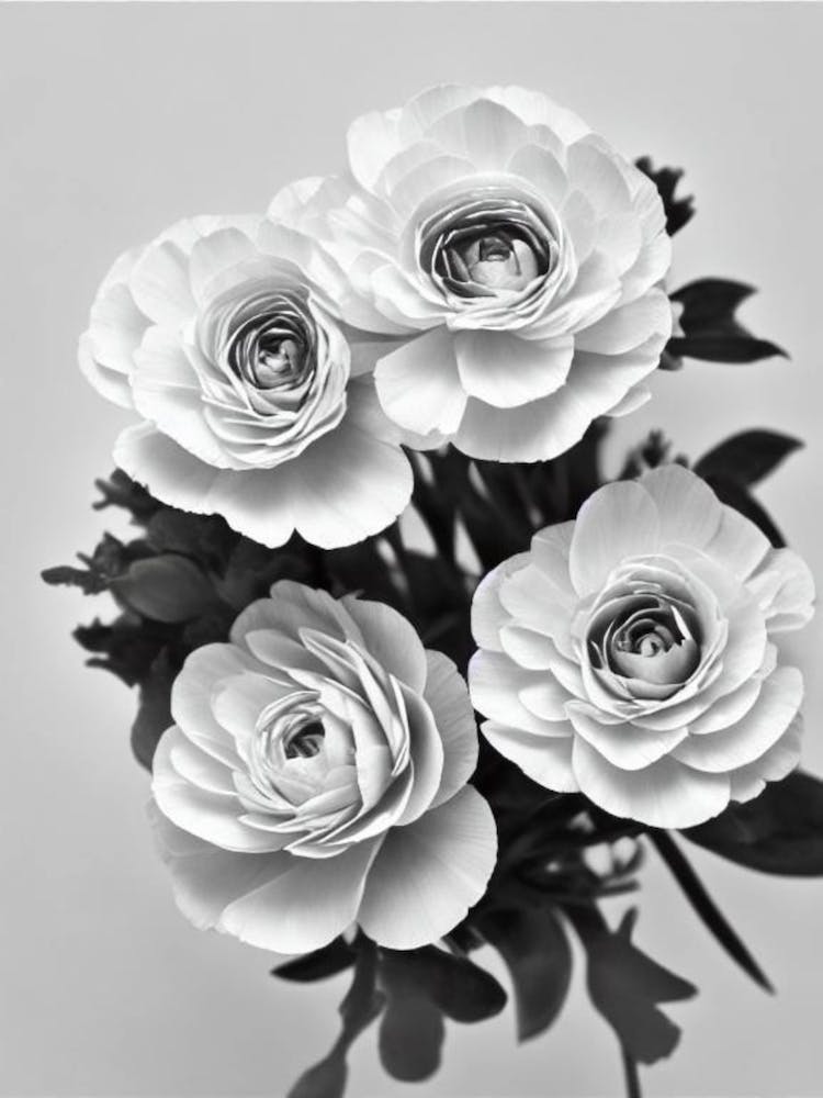 Ranunculus B&W Pencil 2 Flower