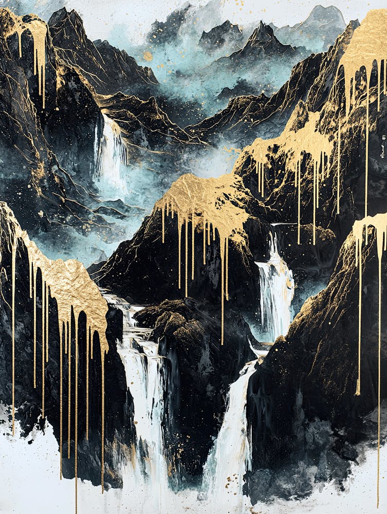 Southern Alps Golden Peaks - Textured Minimalism