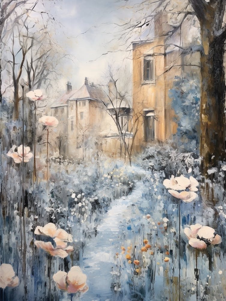 Winter City Park Painting English Garden Munich Germany 3