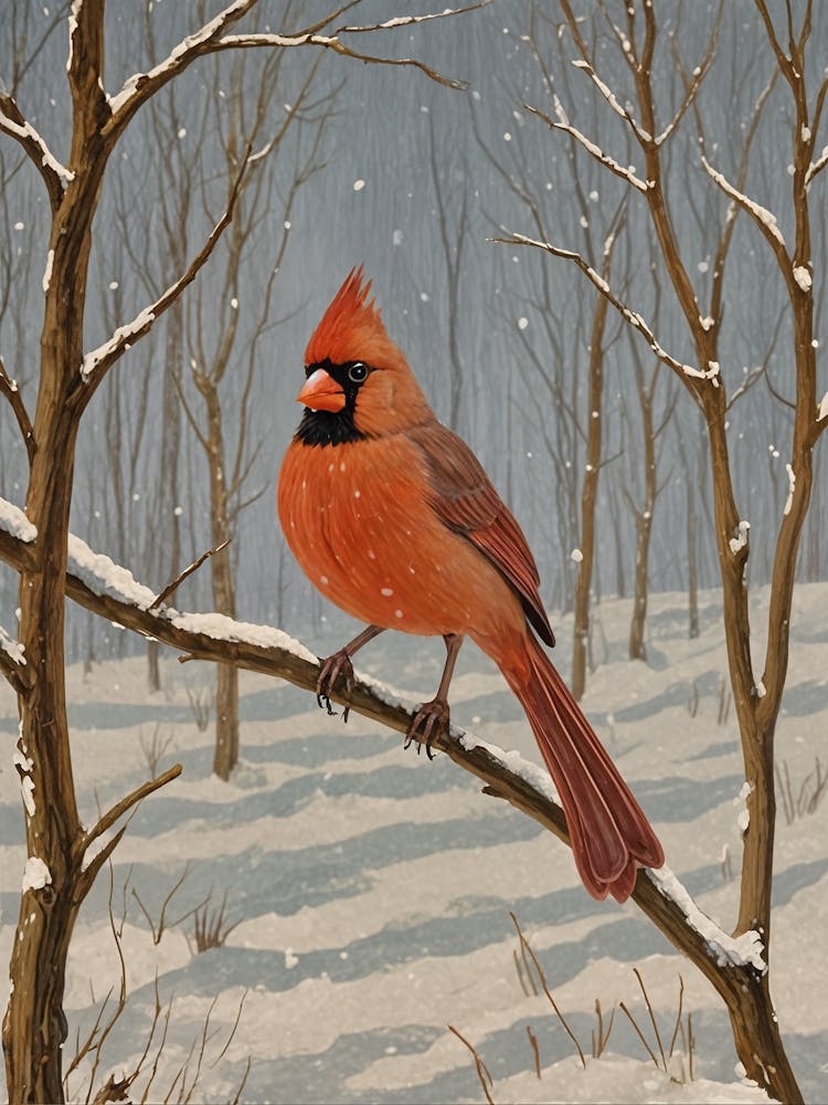 Cardinal In Snow no1