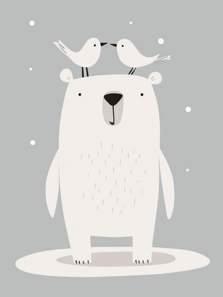 Polar Bear With Birds 2