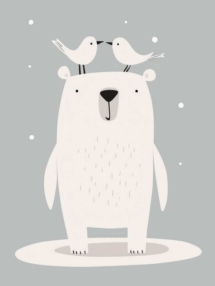 Polar Bear With Birds 2