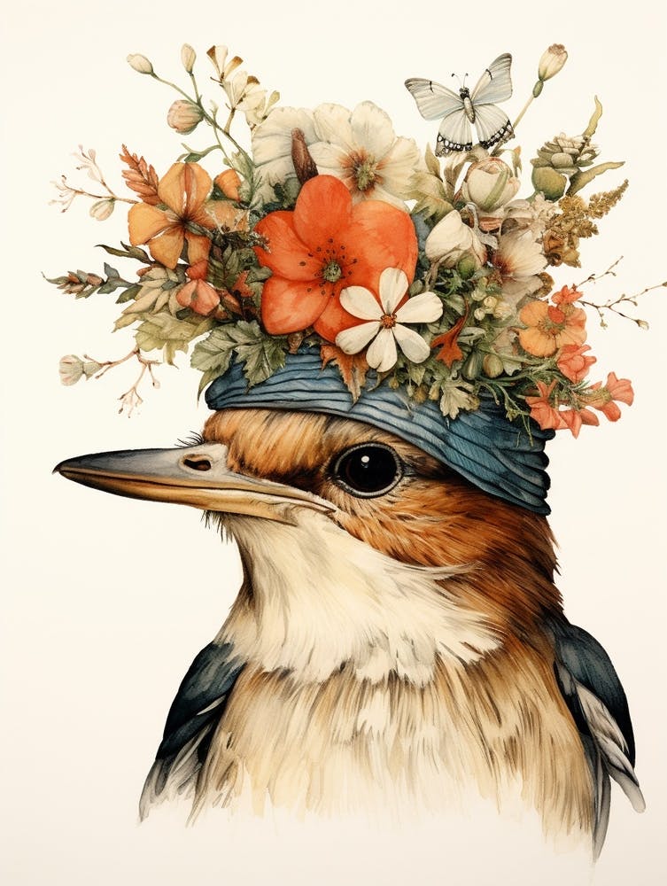 Bird With A Flower Crown Robin 2