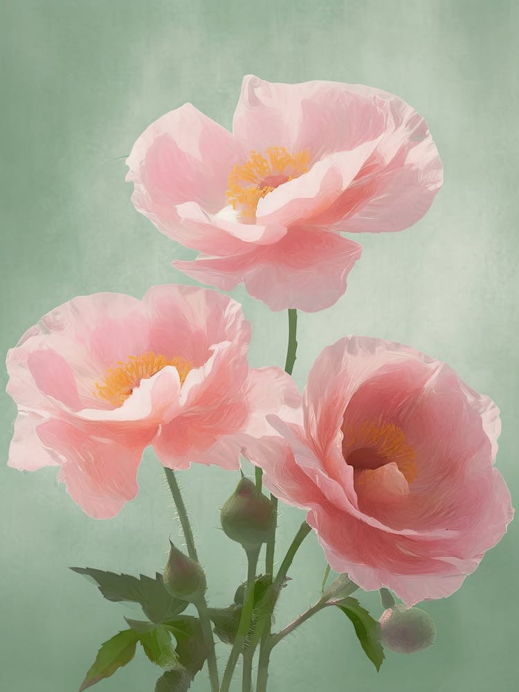 Pink Roses Flowers Acrylic Painting In Pastel Colours 12