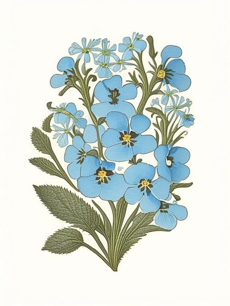 Forget Me Not Wildflower Vintage Botanical