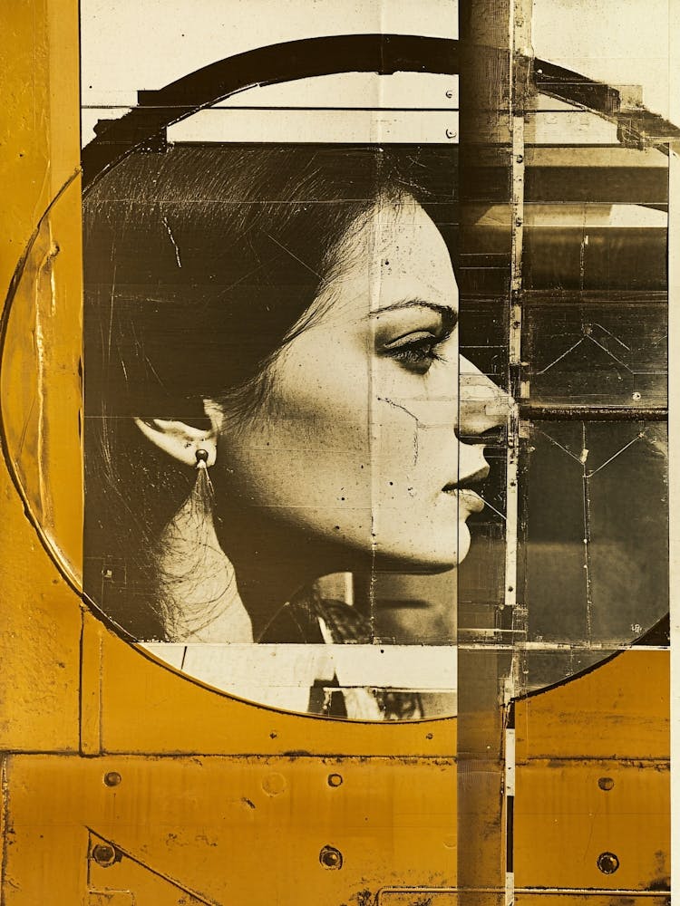 Portrait Of A Woman Vintage Beige Collage