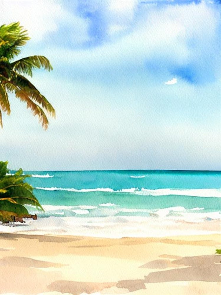 Tulum Beach, Mexico Watercolour