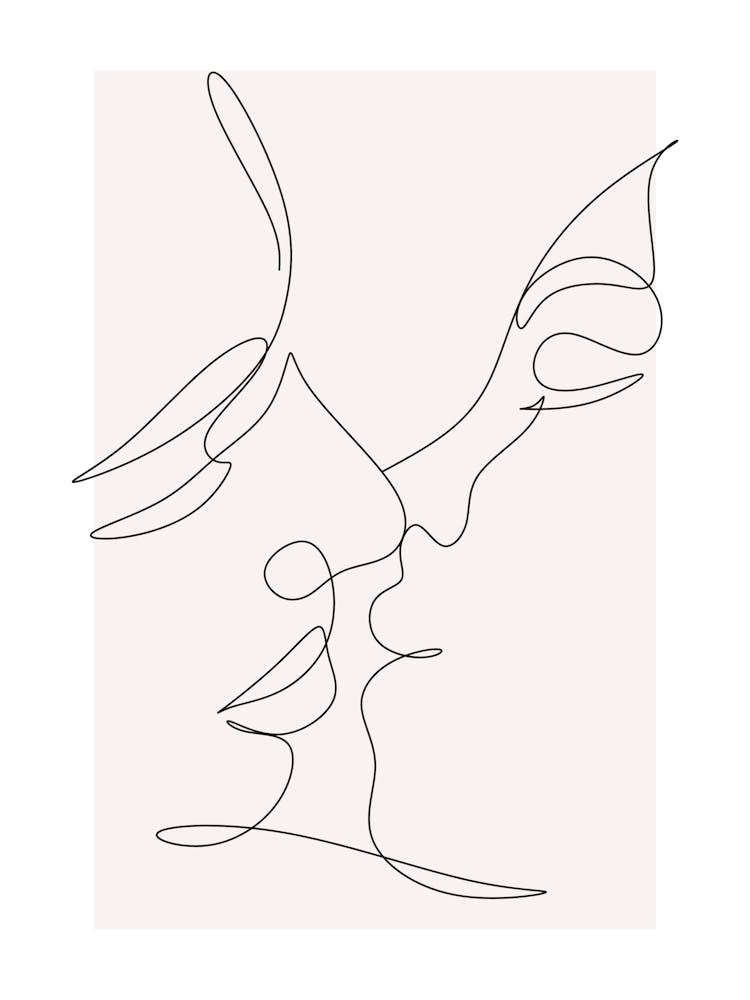 Couple Monoline Asthetic Mnimalist Drawing