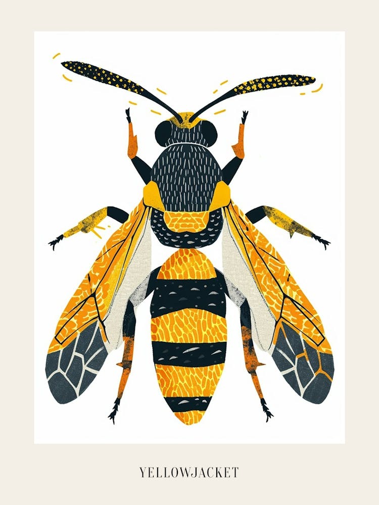 Farbenfrohe Insektenillustration Wespe 19 Poster