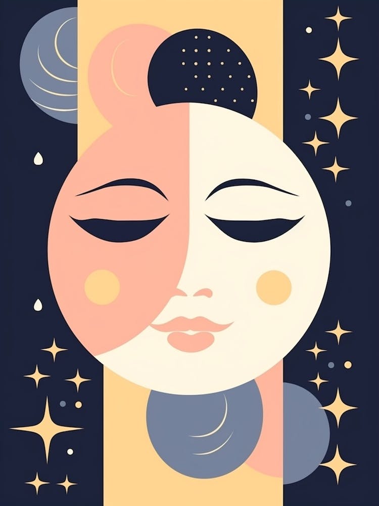 Cute Pastel Moon Digital Illustration  1