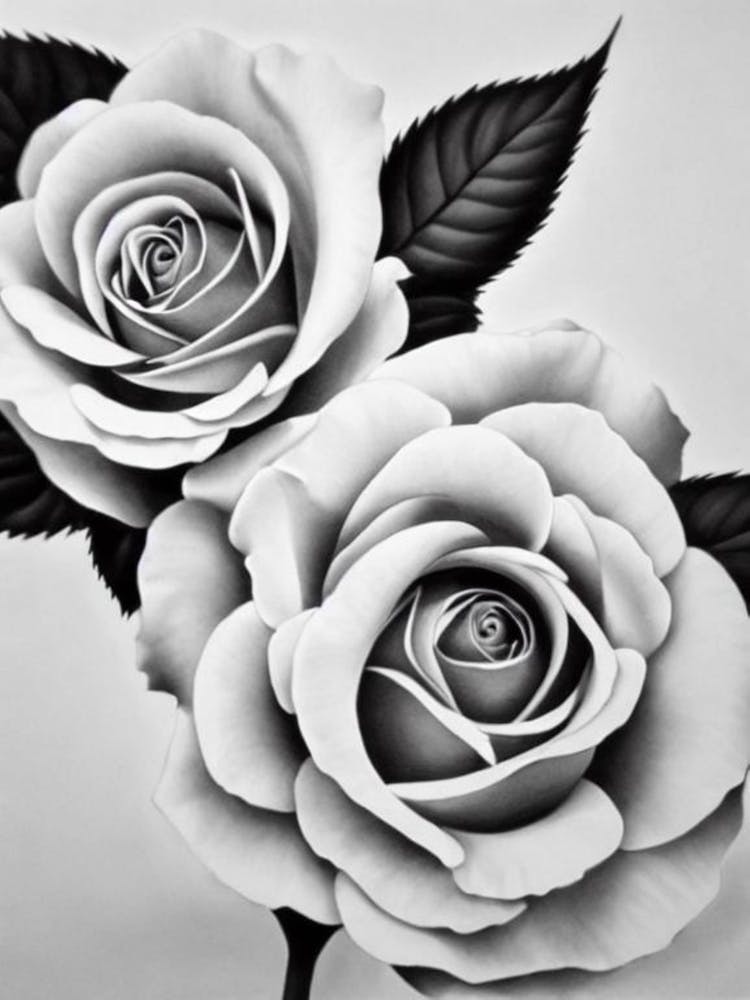 Rose B&W Pencil 3 Flower