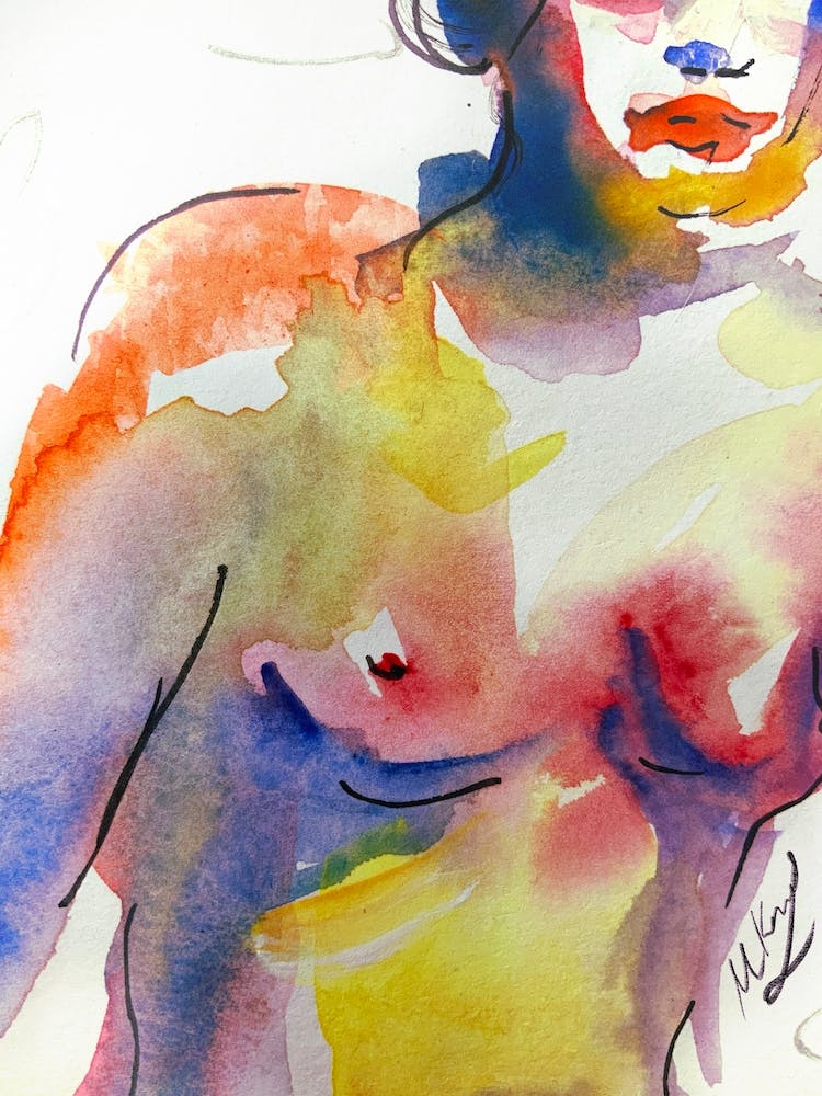 Woman Nude Torso Colourful