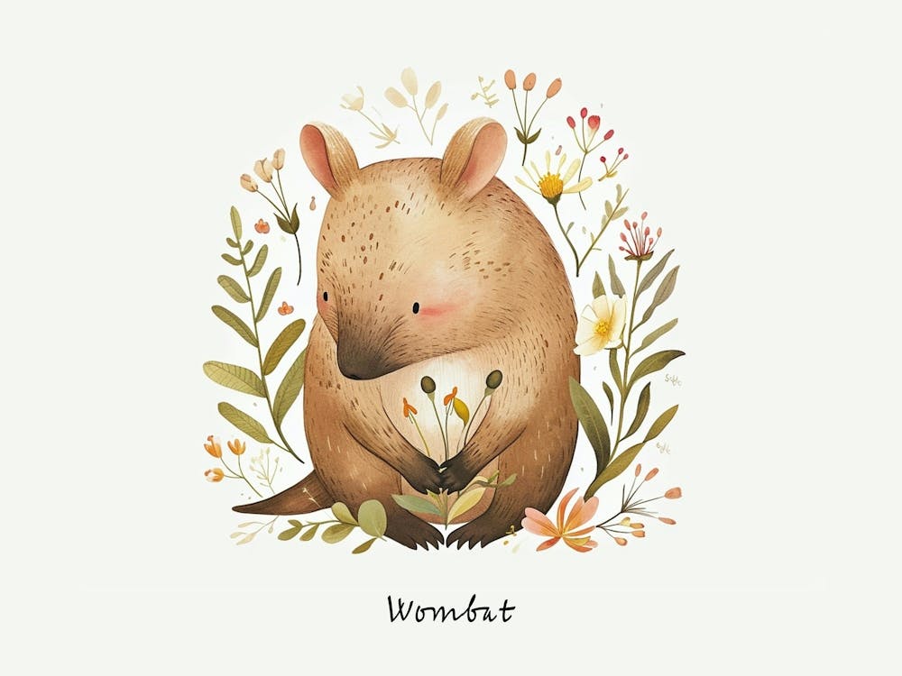 Little Floral Wombat 1 Poster