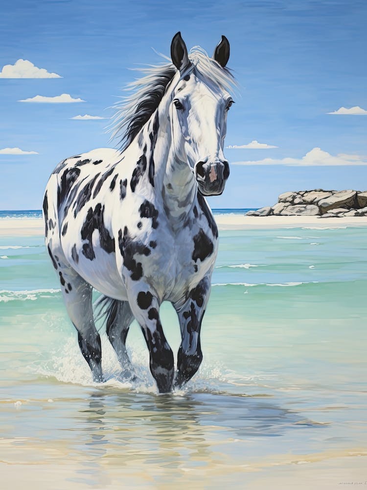 A Horse Oil Painting In Hyams Beach, Australia, Portrait 4