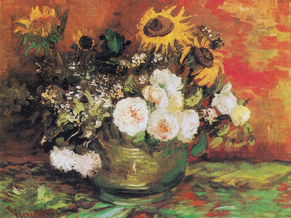 Bowl With Sunflowers Roses And Other Flowers, Van Gogh