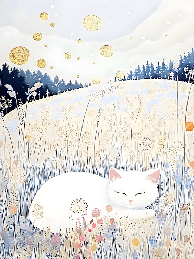 White Cat In The Meadow