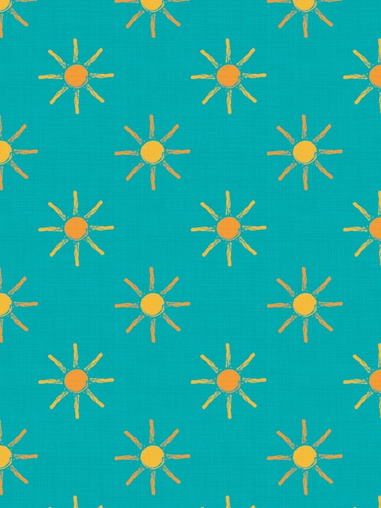Sunny Days Teal And Yellow Radiant Sunburst Pattern